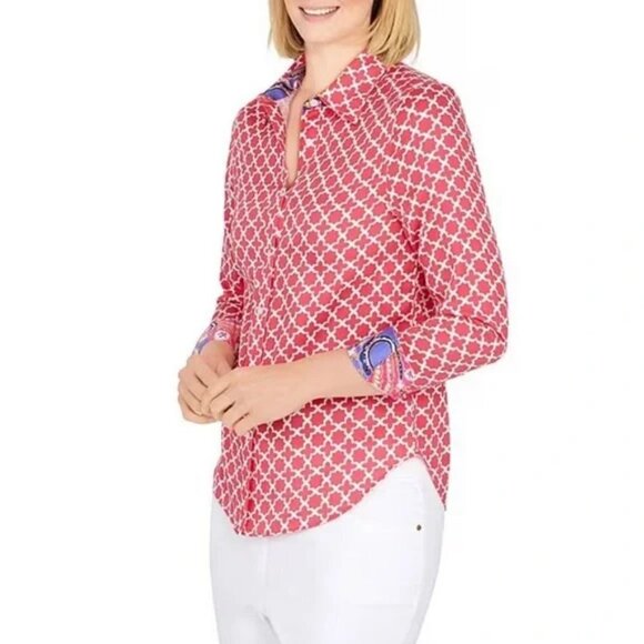 Ruby Rd. Size 10 Wrinkle Resistant Button Down Shirt w. Contrasting Cuffs, NEW - Picture 2 of 13